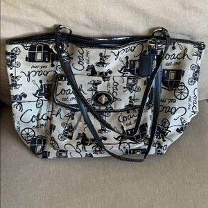COACH Horse & Carriage Large Grey and Black Tote